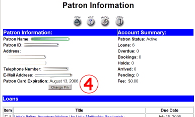 Image: Patron Information Screen