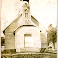 Church and in background, schoolhouse at Bethel, 1922