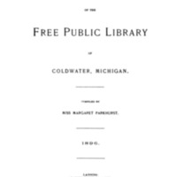 Catalogue of the Free Public Library of Coldwater, Michigan