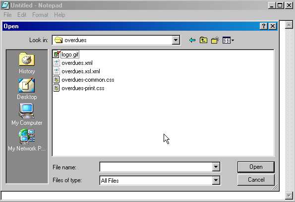 Image: Notepad, Showing all files