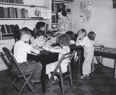 Inside the library, 1948