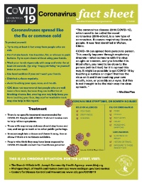 Coronavirus Fact Sheet