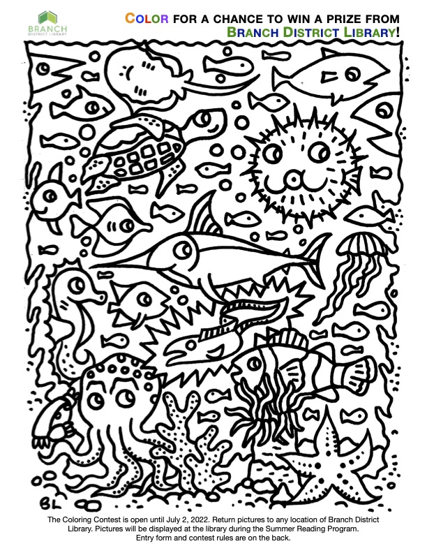 Ocean themed coloring sheet