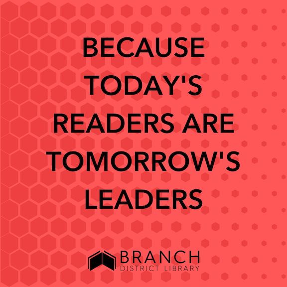 Red background with the words todays readers are tomorrows leaders