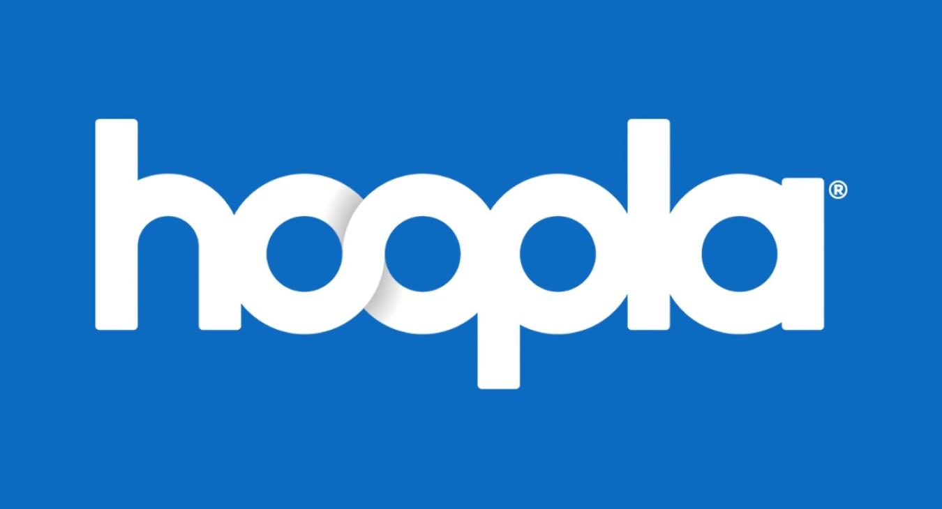 Hoopla Banner Logo with Blue Background